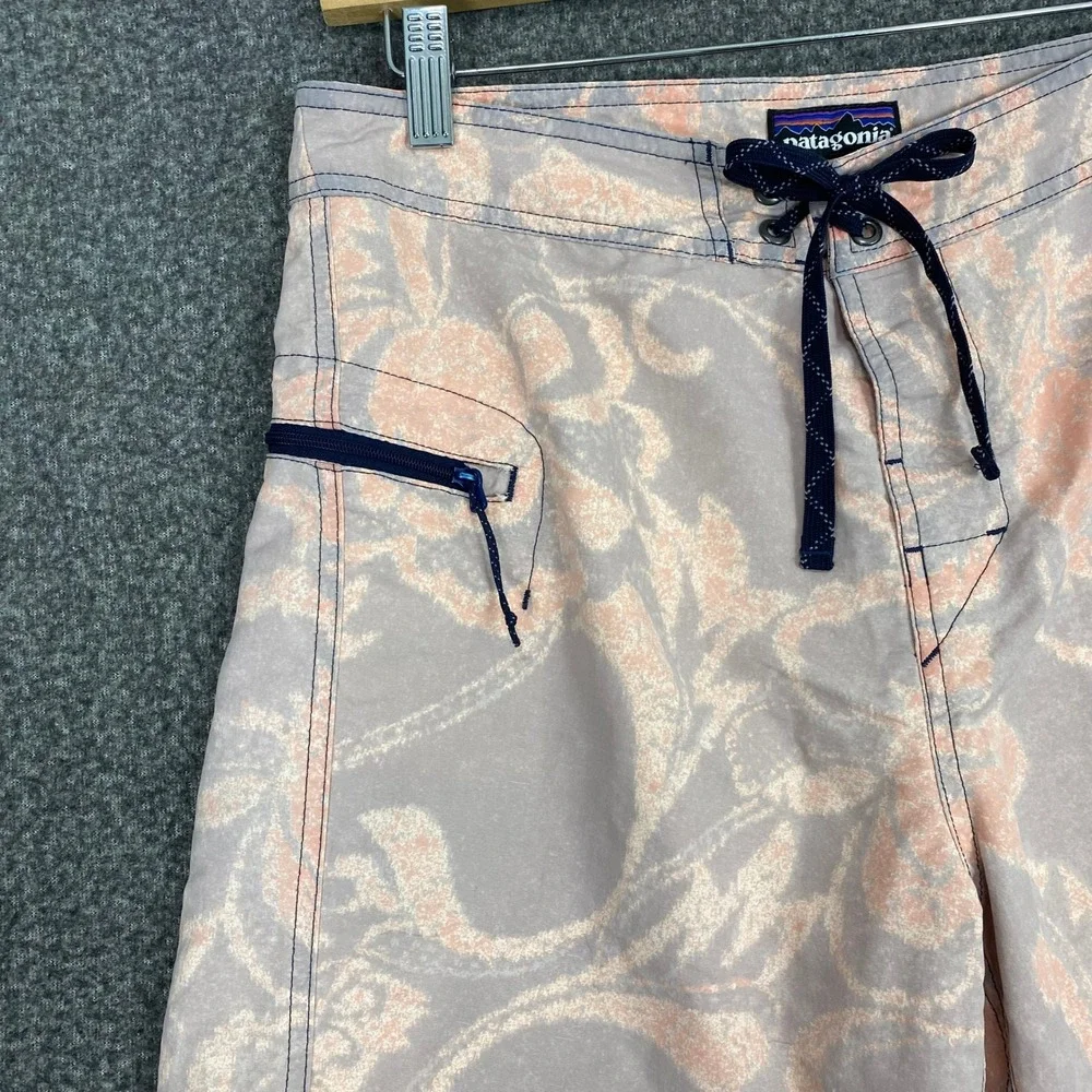 Vintage Patagonia Boardshorts Swim Surf Trunks Mens 32 Pink Purple Floral Wave
